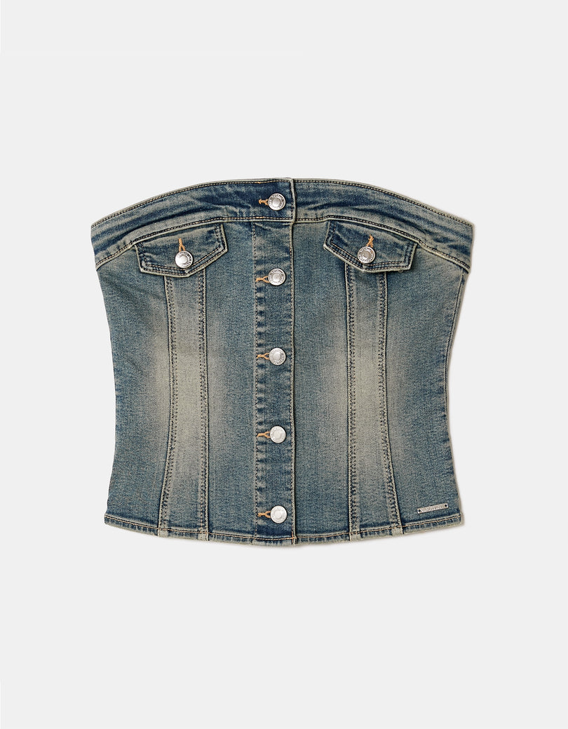 Strapless Denim Top | Vintage Wash