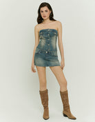 Strapless Denim Top | Vintage Wash