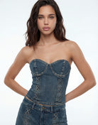Denim Lace-Up Top | Blue Wash