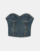 Denim Lace-Up Top | Blue Wash