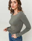 Basic T-shirt long sleeves | Kaki