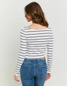 Basic T-shirt long sleeves | White-Navy