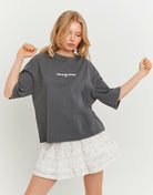 Oversized Printed T-Shirt | Grey