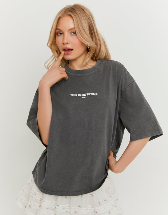 Oversized Printed T-Shirt | Grey