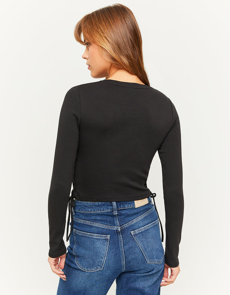 Cropped Top with Side Lace up | Black