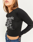 Cropped Top with Side Lace up | Black