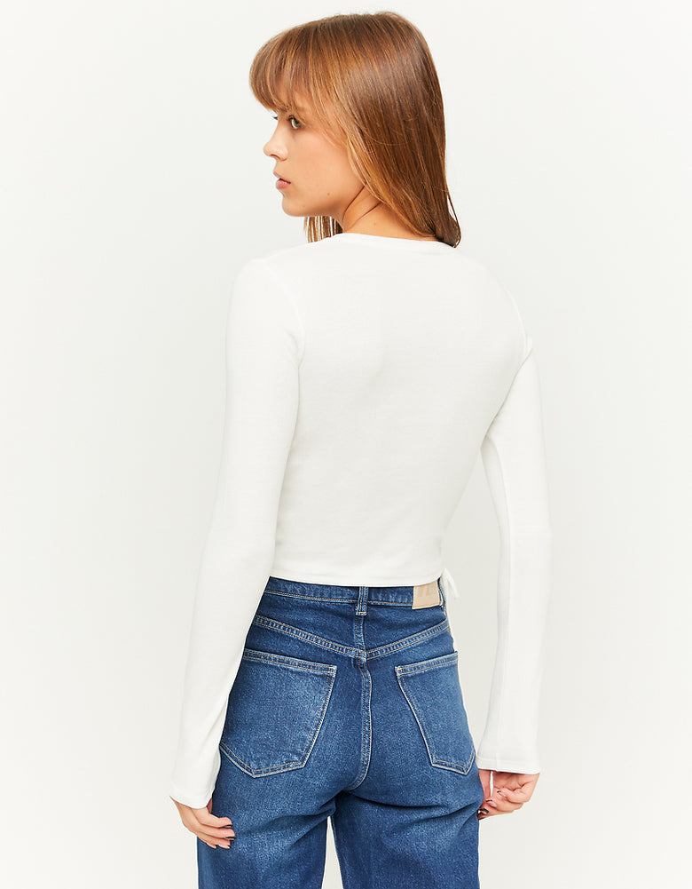 Cropped Top with Side Lace up | Off White