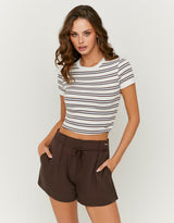 Basic T-shirt Short Sleeves | Brown Striped