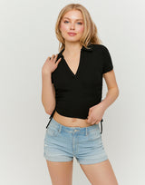 Polo Ruched T-shirt | Black