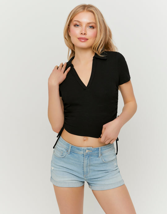 Polo Ruched T-shirt | Black
