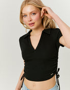 Polo Ruched T-shirt | Black