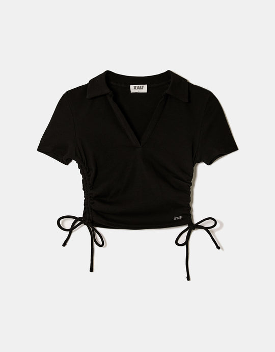 Polo Ruched T-shirt | Black
