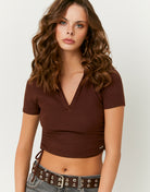 Polo Ruched T-shirt | Brown