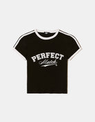 Cropped Printed T-shirt | Black-White