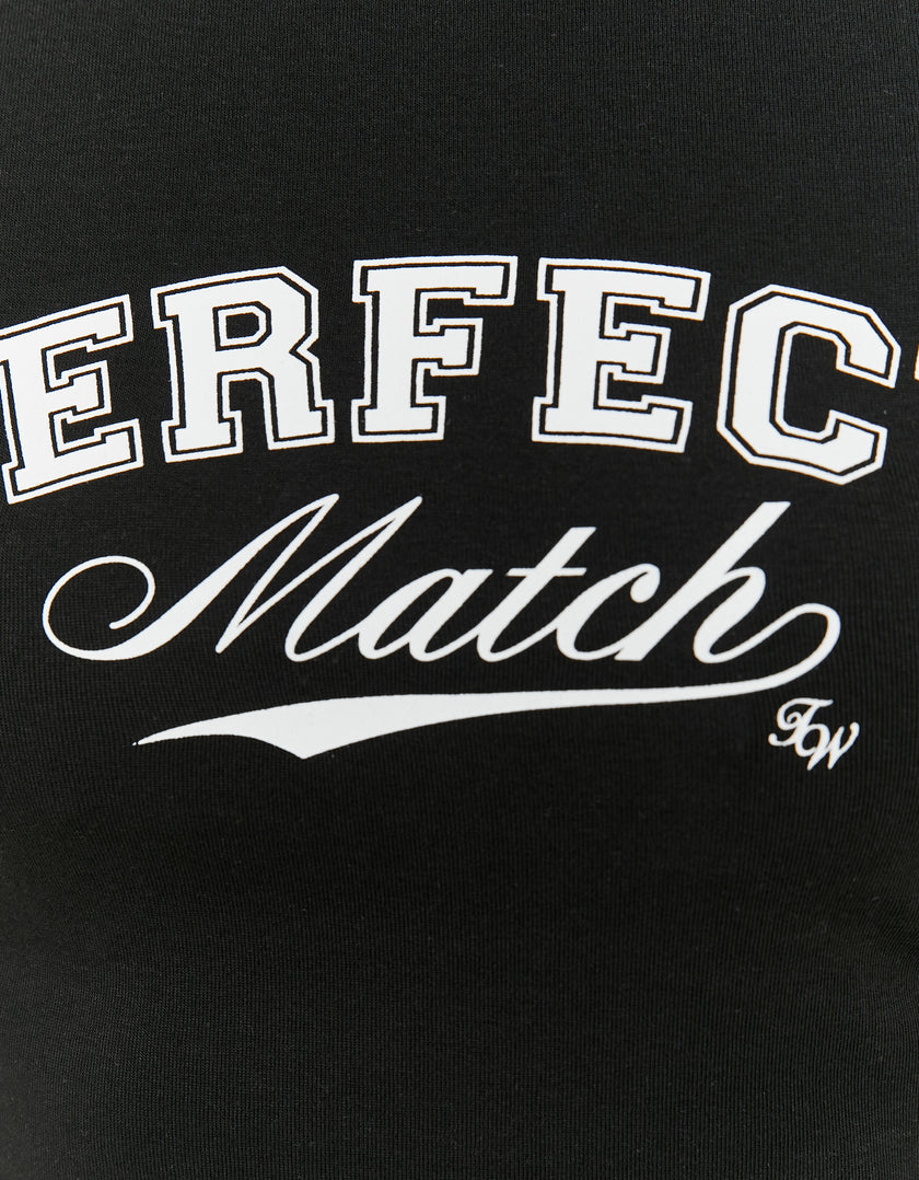 Cropped Printed T-shirt | Black-White
