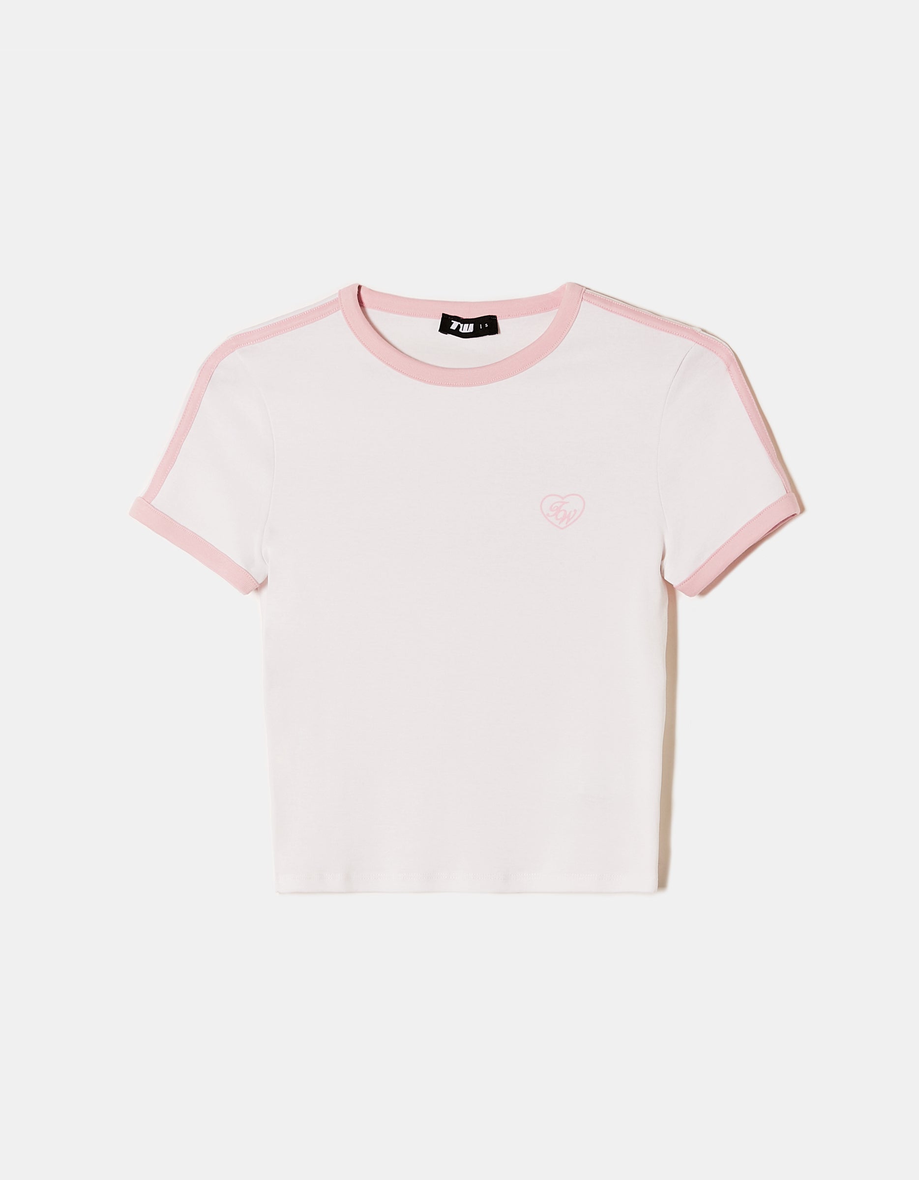Cropped Printed T-shirt | White-Pink