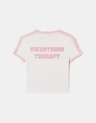 Cropped Printed T-shirt | White-Pink