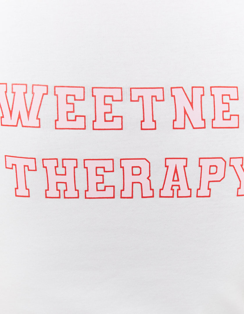 Cropped Printed T-shirt | White-Pink