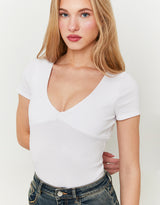 Basic Top with Twisted Front Knot | White