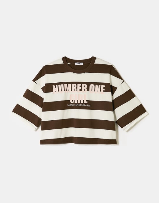 Oversized Printed T-shirt | Brown