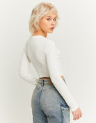 Cropped Fitted Printed T?shirt | Off White