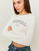 Cropped Printed T-shirt | Off White