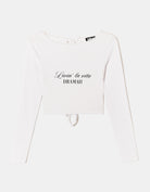 Printed T-shirt with Open Back | White