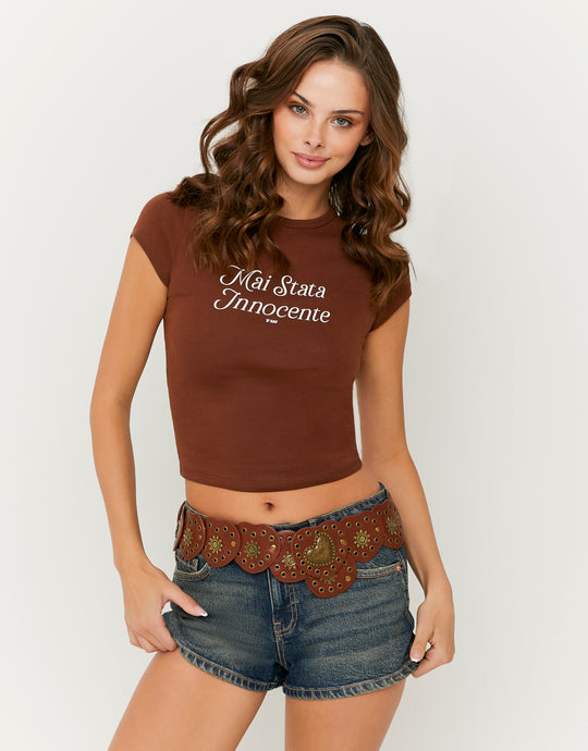 Printed T-shirt | Brown