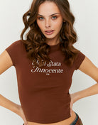 Printed T-shirt | Brown