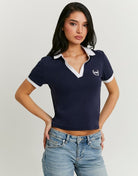 Printed Polo T-shirt | Navy