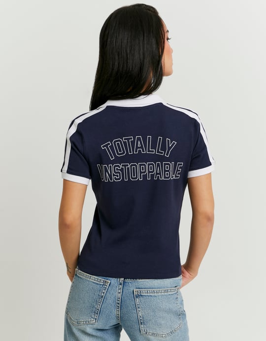 Printed Polo T-shirt | Navy