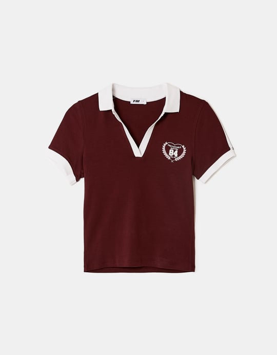Printed Polo T-shirt | Bordeau