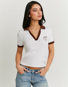 Printed Polo T-shirt | White