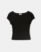 Boat Neck Basic T-Shirt | Black
