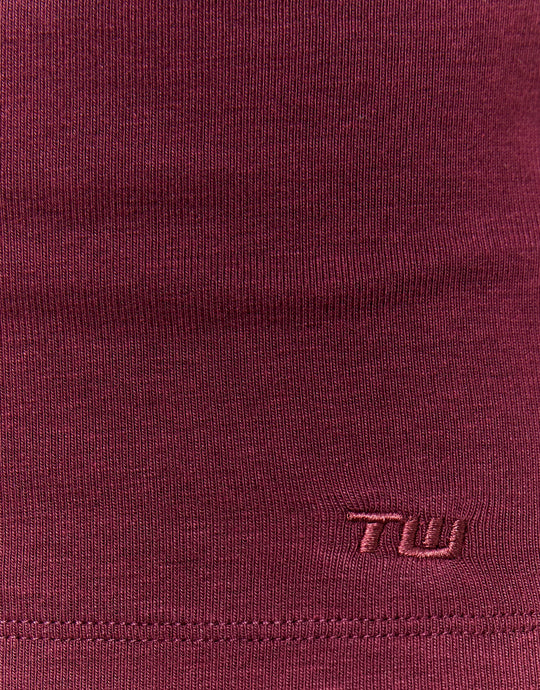 Boat Neck Basic T-Shirt | Bordeau