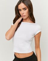 Boat Neck Basic T-Shirt | White