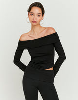 Off Shoulder T-Shirt | Black