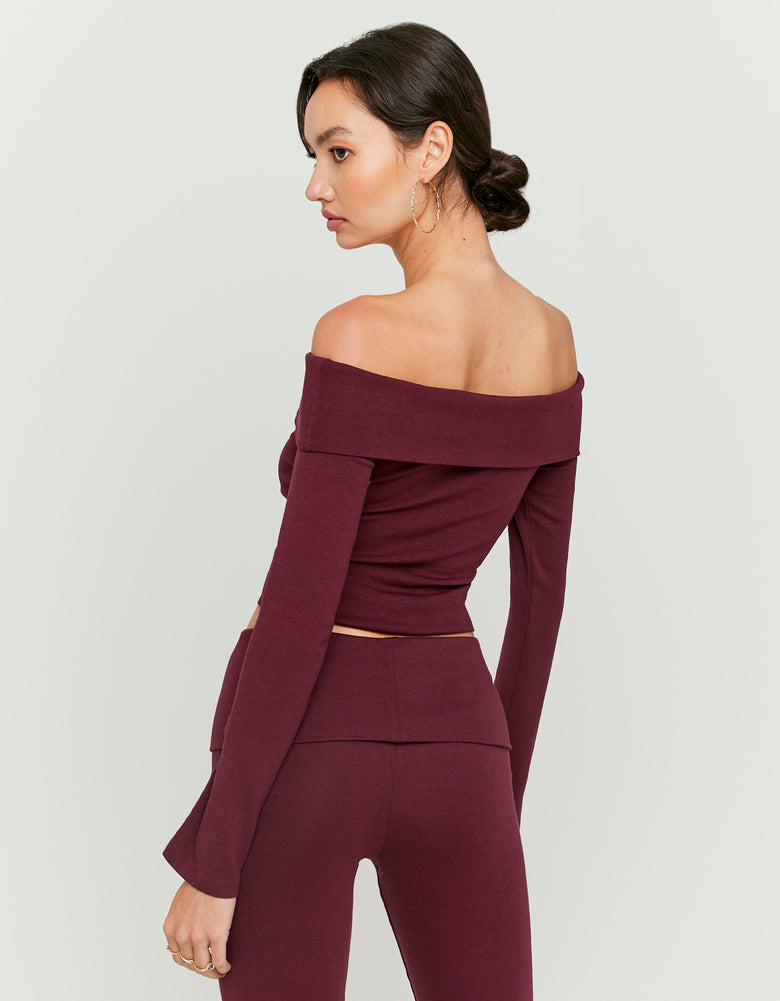Off Shoulder T-Shirt | Bordeau