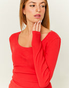 Ribbed Basic T-shirt | Red