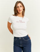 Cropped Printed T-Shirt | White