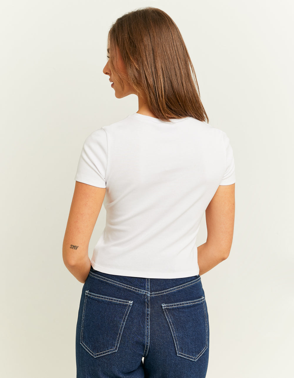 Cropped Printed T-Shirt | White