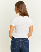 Cropped Printed T-Shirt | White