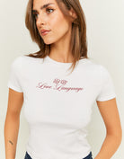 Cropped Printed T-Shirt | White