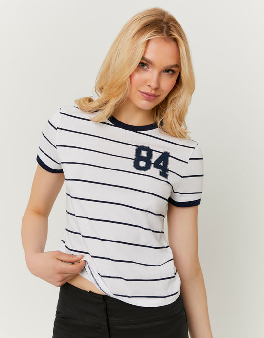 Printed T-Shirt | White-Navy