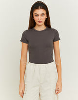 Ribbed Basic T-shirt Short Sleeves | Dark Grey