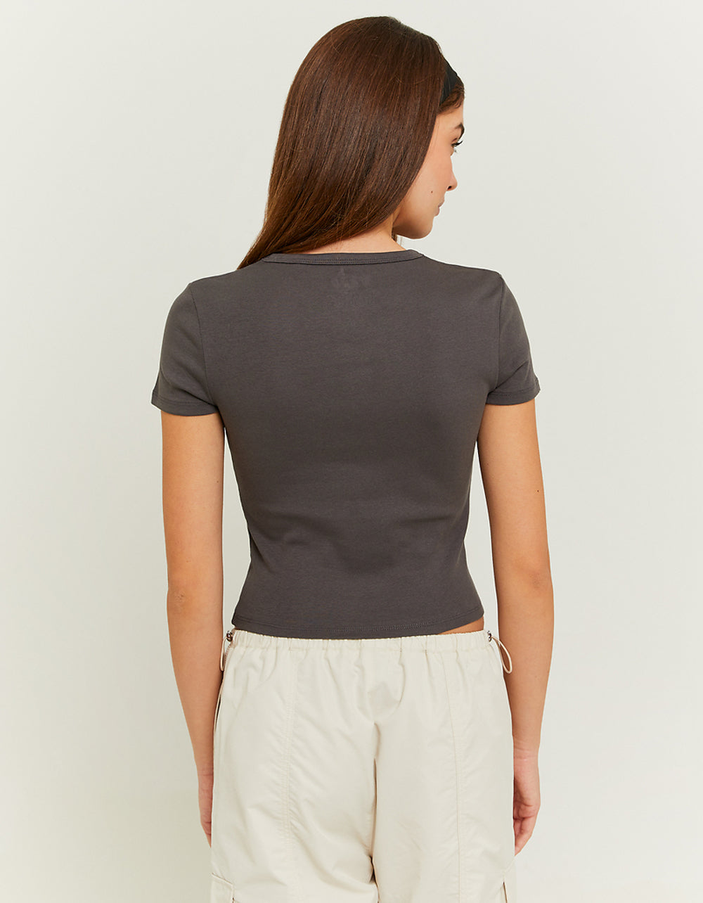 Ribbed Basic T-shirt Short Sleeves | Dark Grey