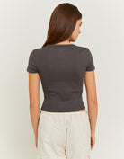 Ribbed Basic T-shirt Short Sleeves | Dark Grey