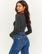 Printed Cropped T-Shirt | Dark Grey