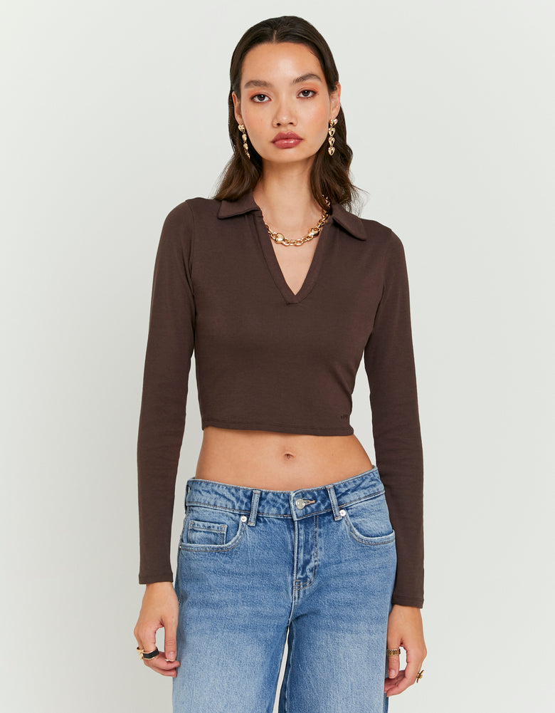 Polo T-Shirt Long Sleeves | Brown