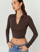 Polo T-Shirt Long Sleeves | Brown